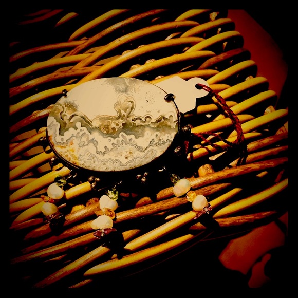 Large Sterling Silver Pin pendant with pearls and semi precious stones 🌺 - Picture 2 of 3